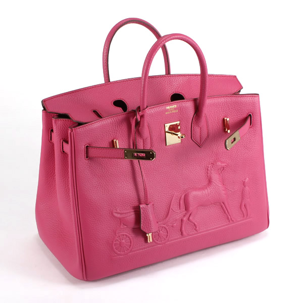 High Quality Fake Hermes Birkin 35CM with Embossed logo Handbag Peachblow 6089